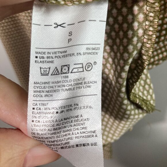 Womens Banana Republic Faux Wrap Dress 1/2 Sleeve Brown White S Polyester Spande - Picture 8 of 9